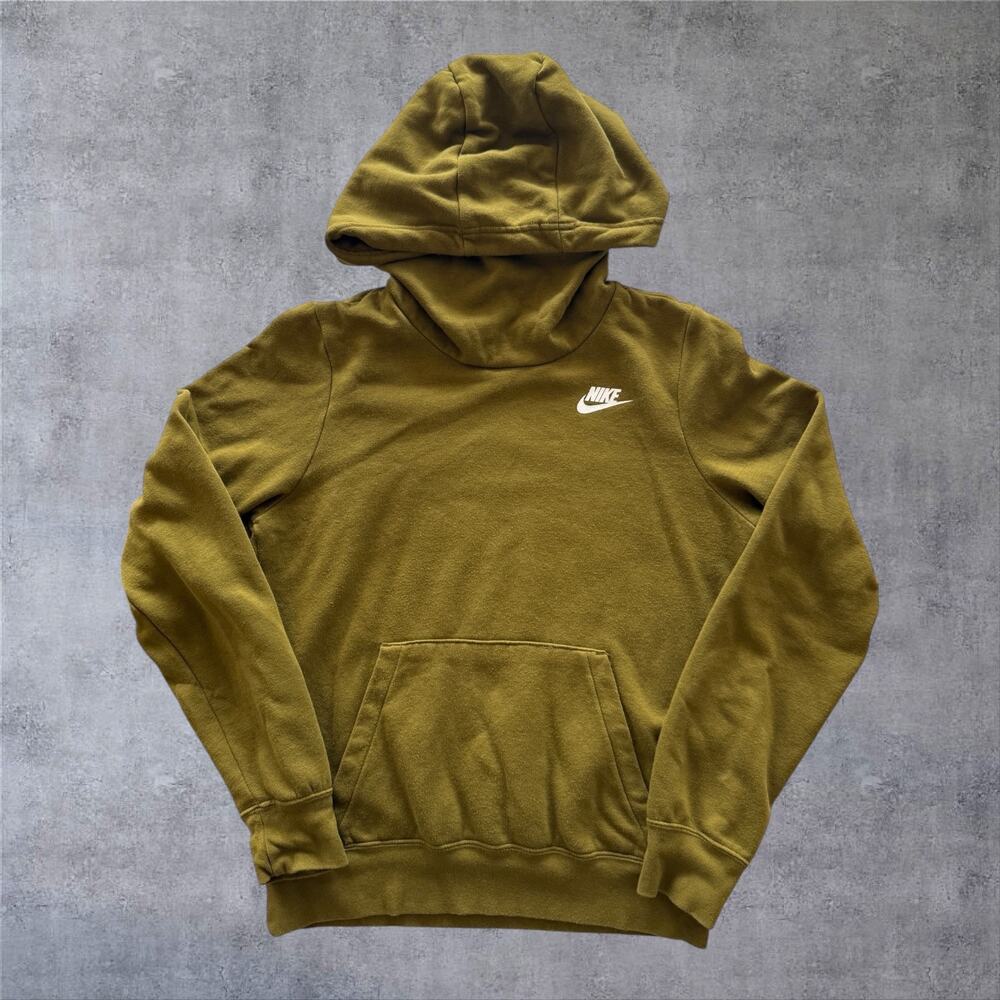 Nike Women's Funnel Neck Hoodie XS Olive Green Pullover Fleece Sweatshirt BV4526